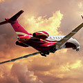 EMB-550 Takeoff into the Sun